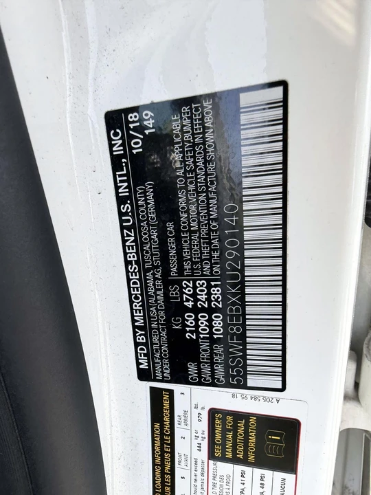 2019 Mercedes-Benz W205 C-Class - Image 17 of 21