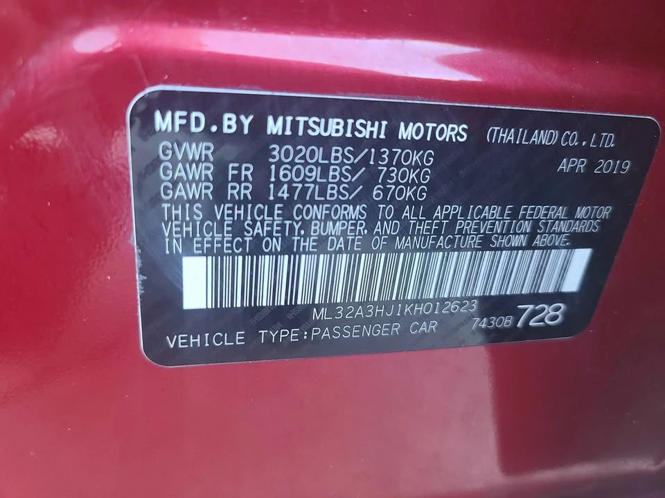 2019 Mitsubishi Mirage 6th Gen - Image 13 of 13