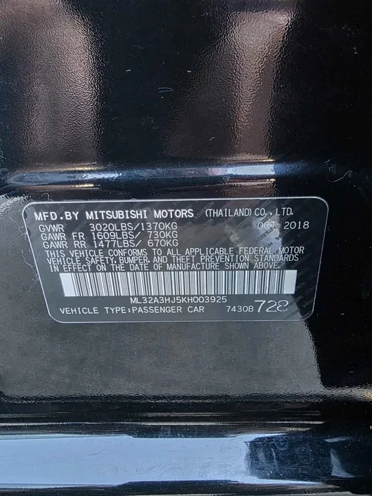 2019 Mitsubishi Mirage 6th Gen - Image 14 of 14