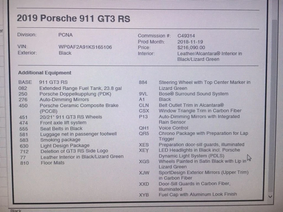 2019 Porsche 991 GT3 RS - Image 4 of 4
