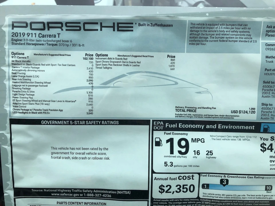 2019 Porsche 991 Carrera T - Image 6 of 7