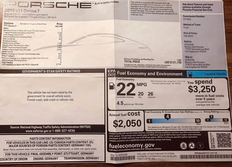 2019 Porsche 991 Carrera T - Image 8 of 13