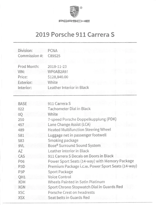 2019 Porsche 991 Carrera S - Image 4 of 6