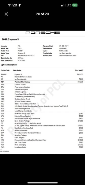 2019 Porsche 9Y0/9Y3 Cayenne - Image 20 of 20