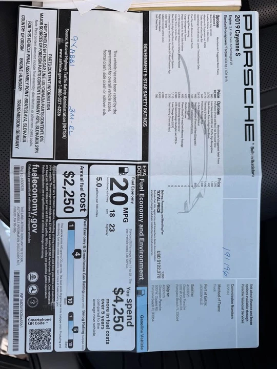 2019 Porsche 9Y0/9Y3 Cayenne - Image 19 of 19