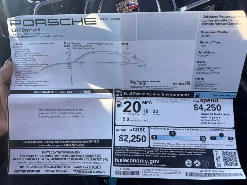 2019 Porsche 9Y0/9Y3 Cayenne - Image 9 of 9