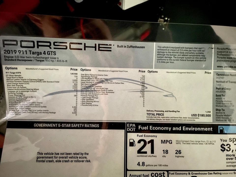 2019 Porsche 991 Targa 4 GTS - Image 9 of 9