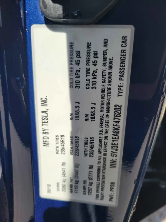 2019 Tesla Model 3 - Image 11 of 13