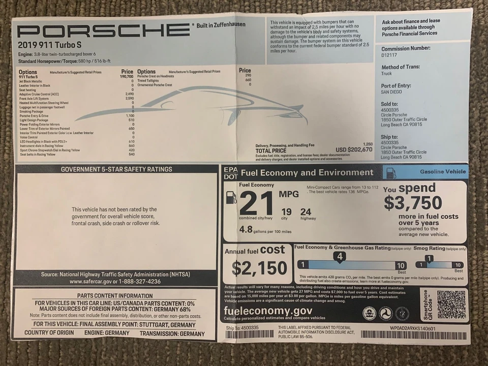 2019 Porsche 991 Turbo S - Image 2 of 2