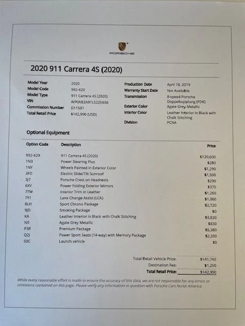 2020 Porsche 992 Carrera 4S - Image 30 of 30