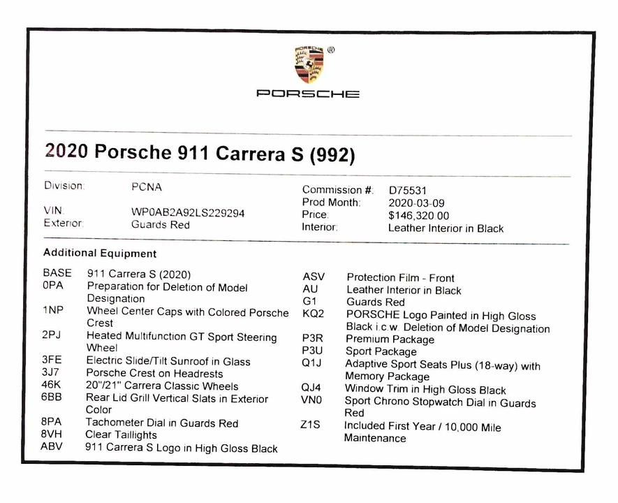 2020 Porsche 992 Carrera S - Image 17 of 17