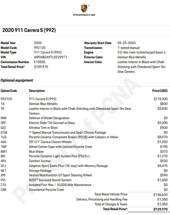 2020 Porsche 992 Carrera S - Image 2 of 6