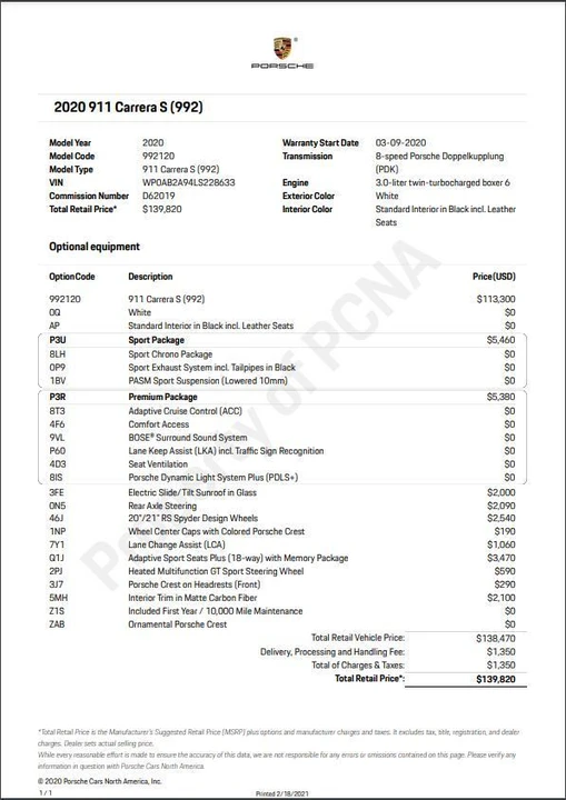 2020 Porsche 992 Carrera S - Image 13 of 13