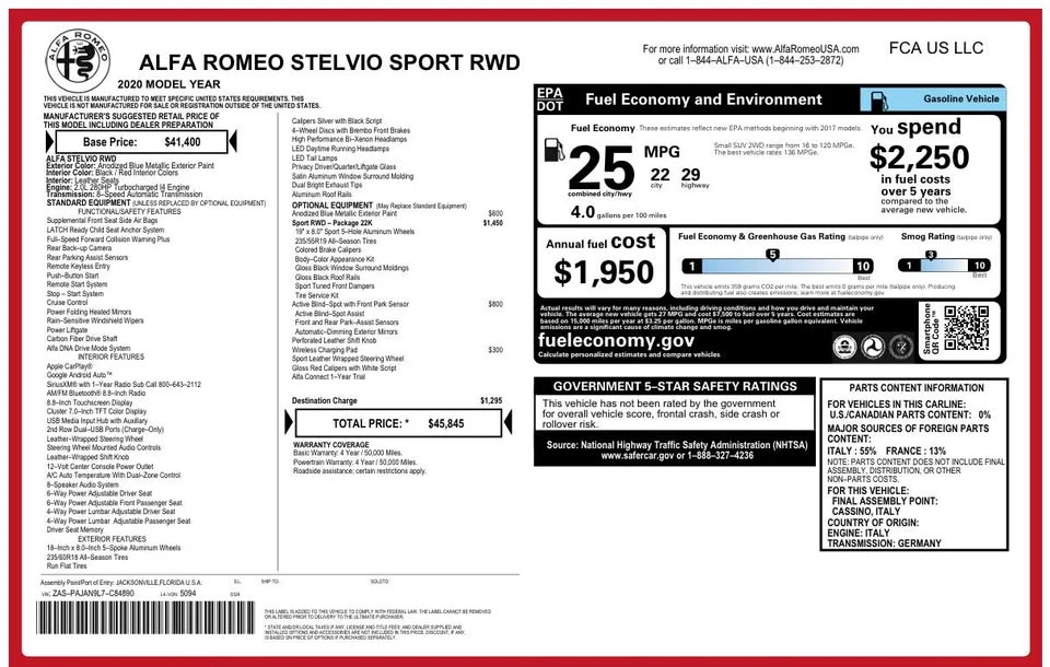 2020 Alfa Romeo Stelvio - Image 3 of 17