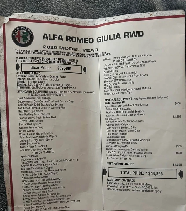 2020 Alfa Romeo Giulia - Image 8 of 9