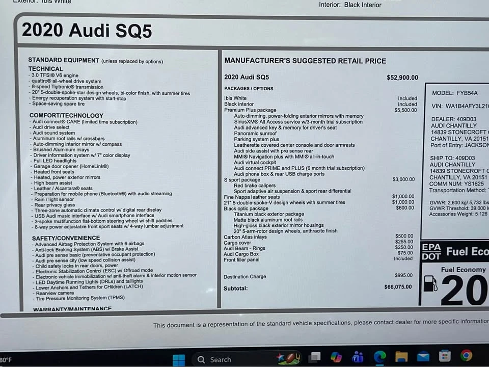 2020 Audi FY SQ5 - Image 10 of 11