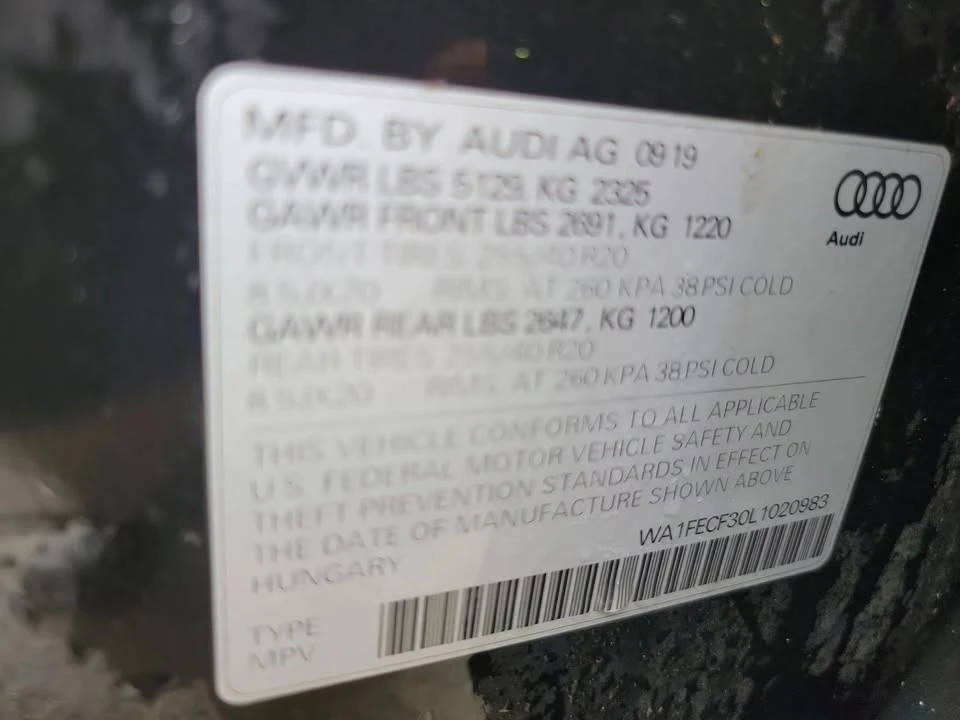2020 Audi F3 Q3 - Image 19 of 19