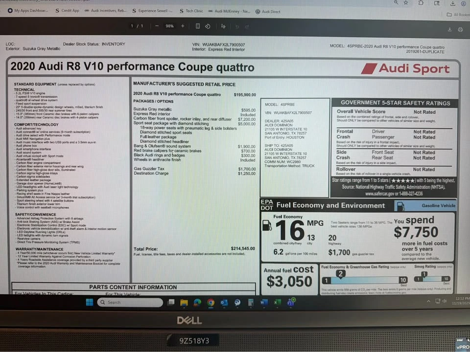 2020 Audi 4S R8 - Image 9 of 9