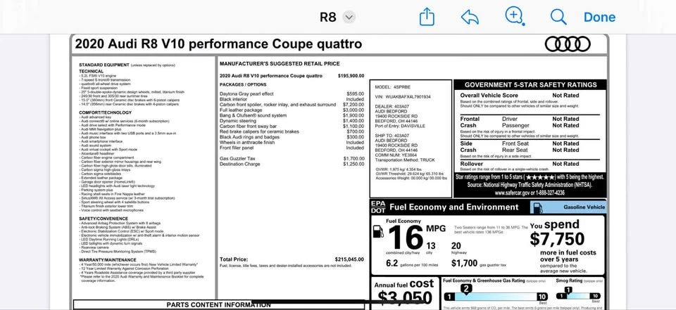 2020 Audi 4S R8 - Image 6 of 6