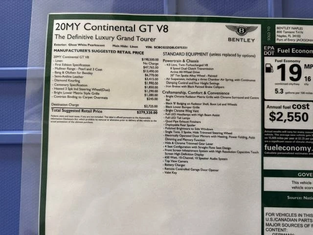 2020 Bentley Continental GT 3rd Gen - Image 17 of 18