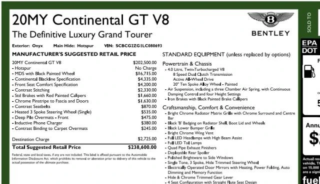 2020 Bentley Continental GT 3rd Gen - Image 7 of 31