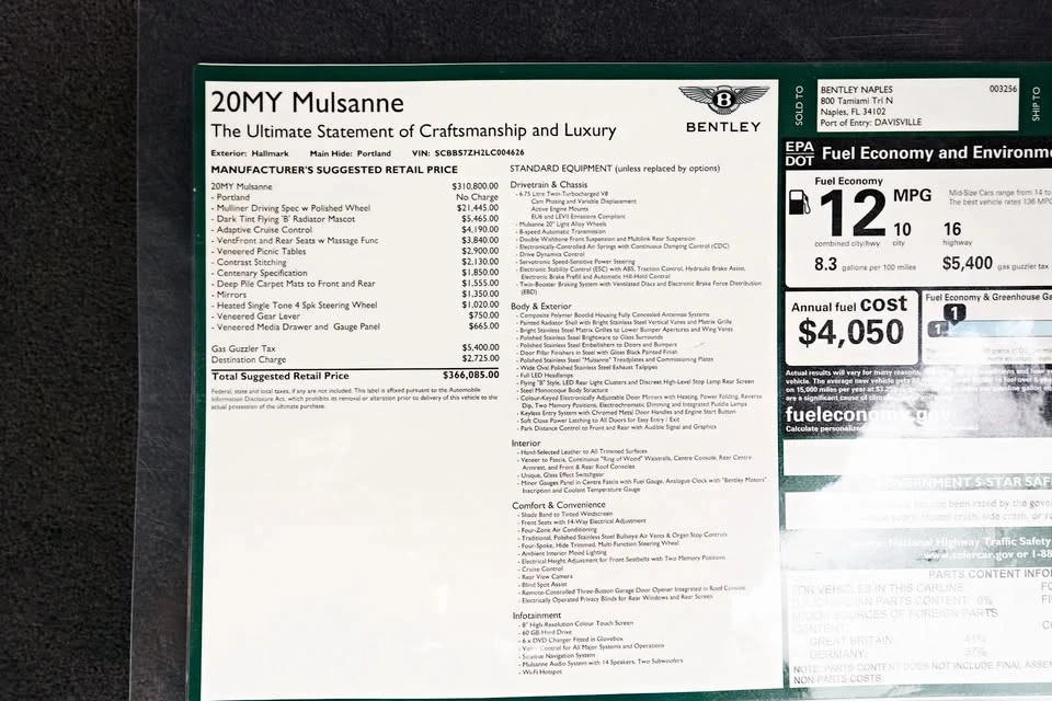 2020 Bentley Mulsanne 2nd Gen - Image 20 of 20
