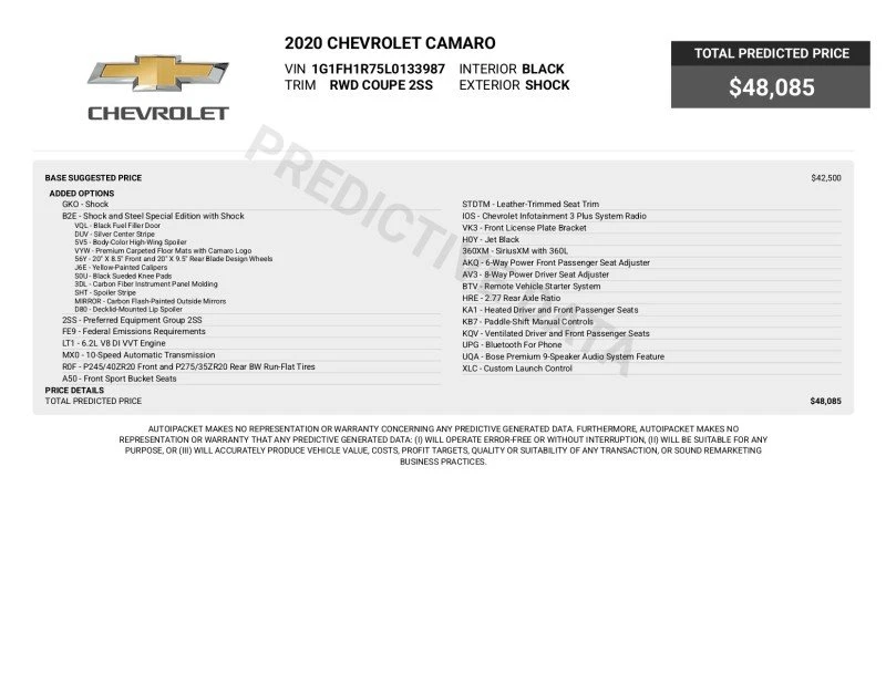 2020 Chevrolet Camaro SS 6th Gen - Image 3 of 20
