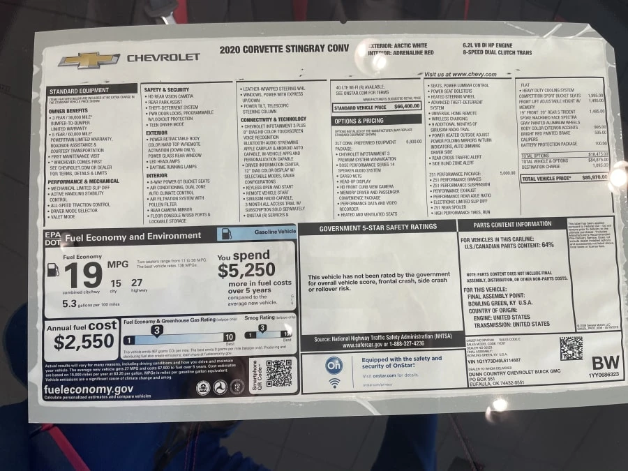 2020 Chevrolet Corvette C8 - Image 3 of 3