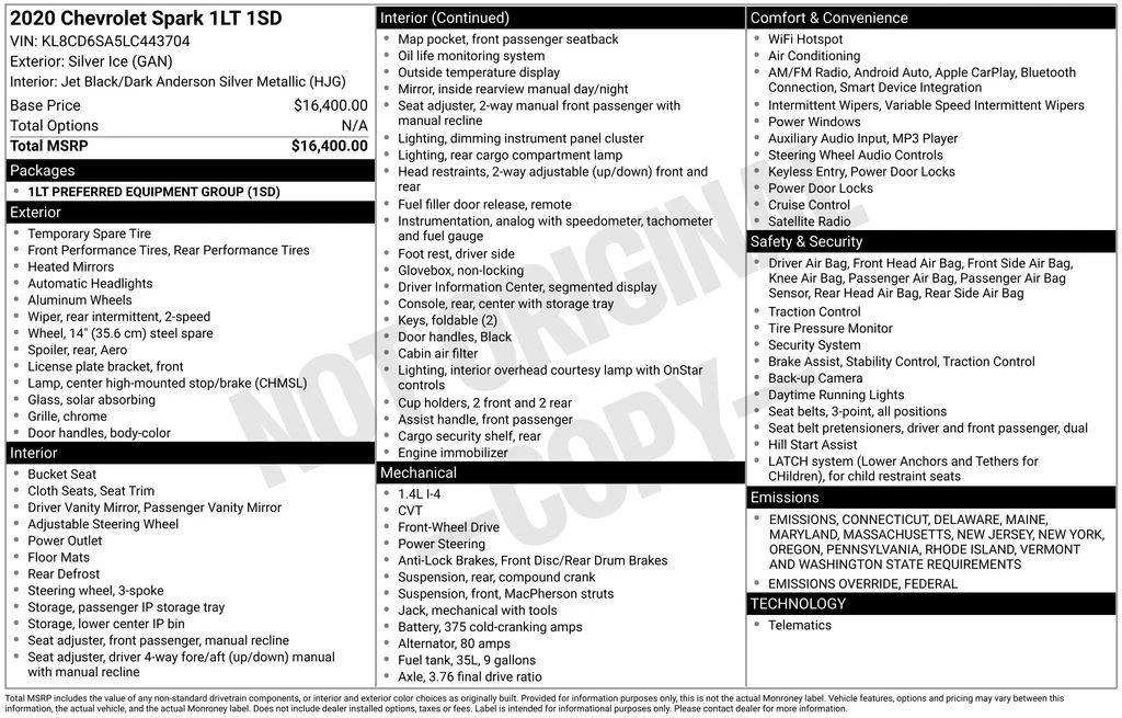 2020 Chevrolet Spark - Image 8 of 12