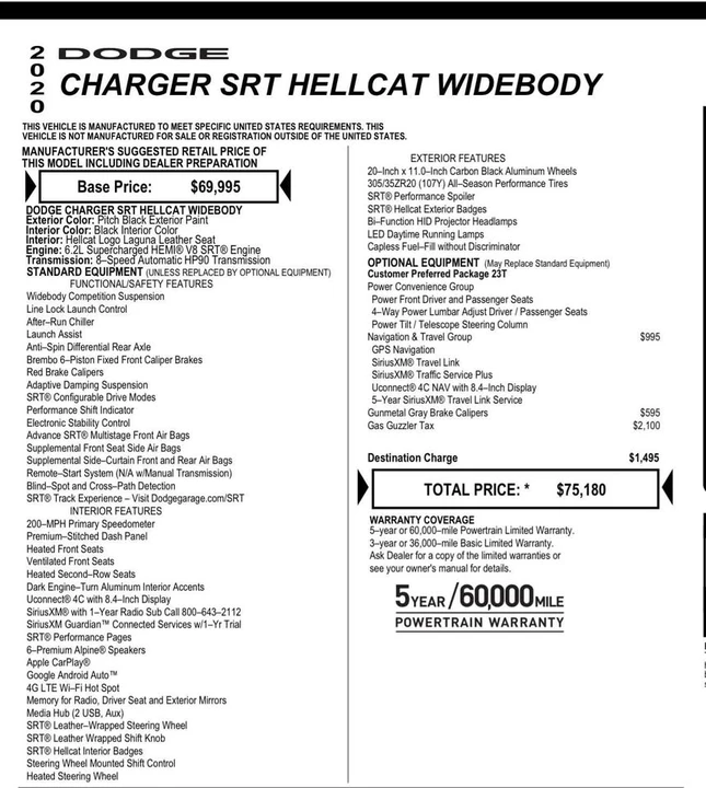 2020 Dodge Charger SRT Hellcat 7th Gen - Image 6 of 6