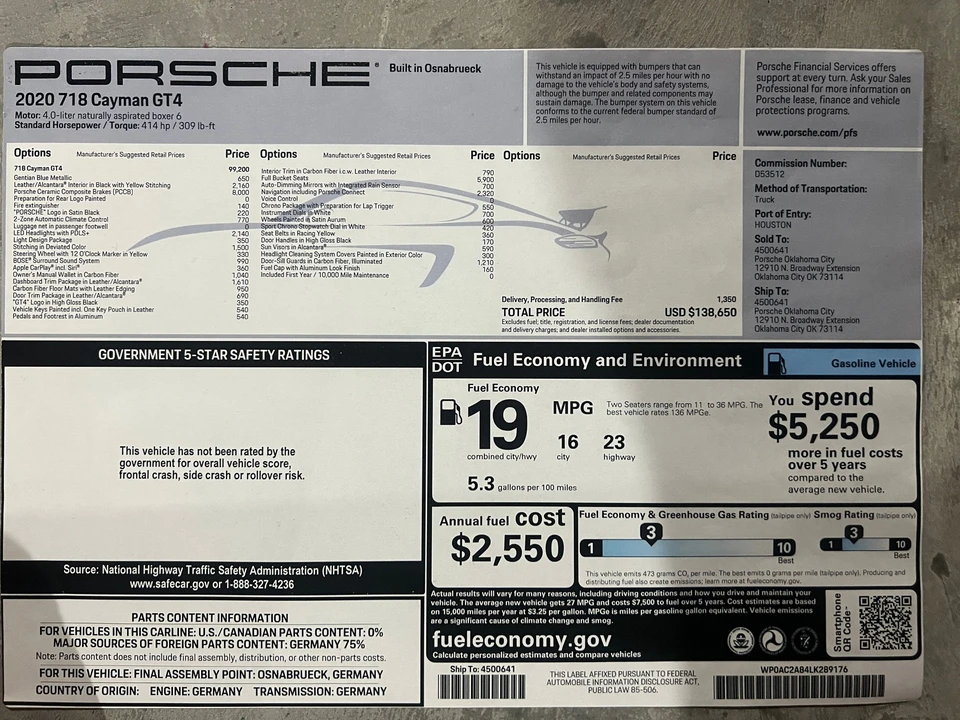 2020 Porsche 718 Cayman GT4 - Image 21 of 23
