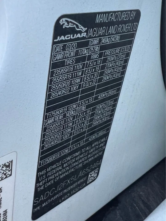 2020 Jaguar F-Pace - Image 19 of 19