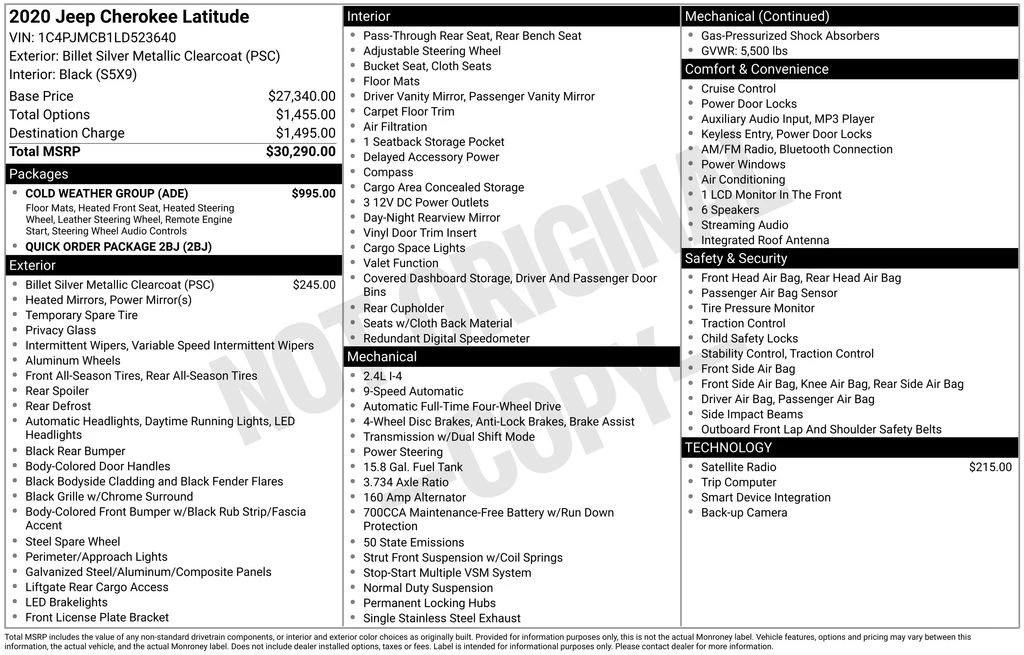 2020 Jeep KL Cherokee - Image 4 of 12