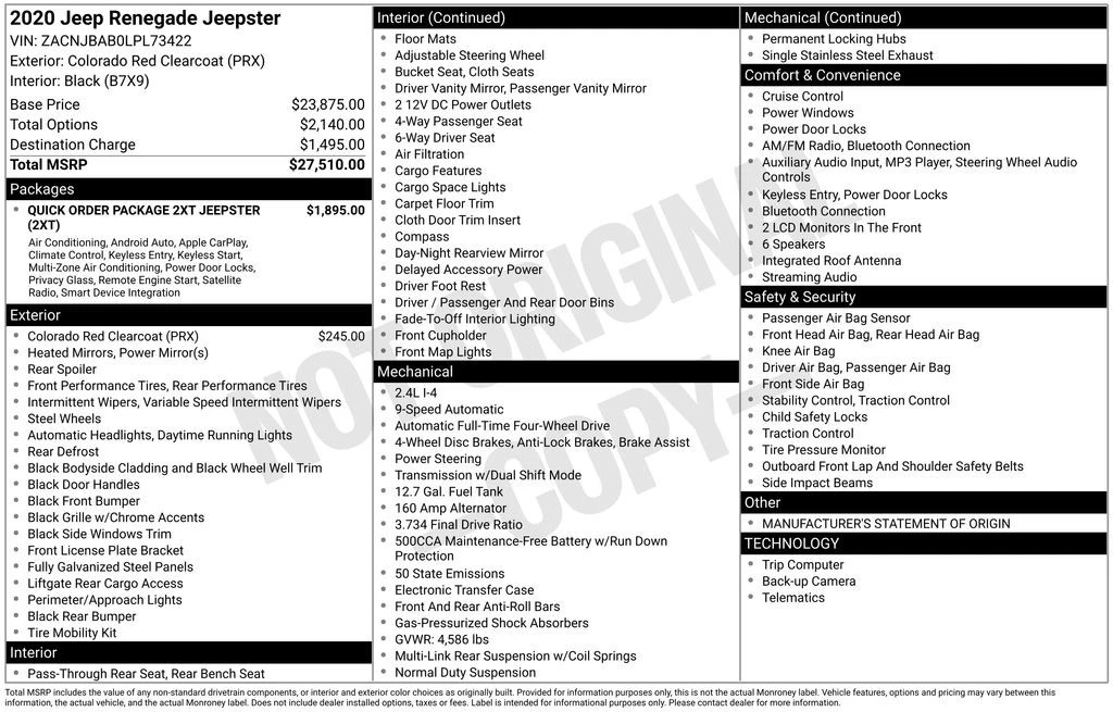2020 Jeep Renegade - Image 2 of 5