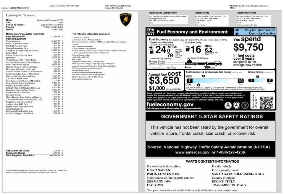 2020 Lamborghini Temerario - Image 7 of 7