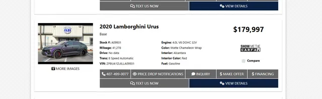 2020 Lamborghini Urus Sport Utility 4D