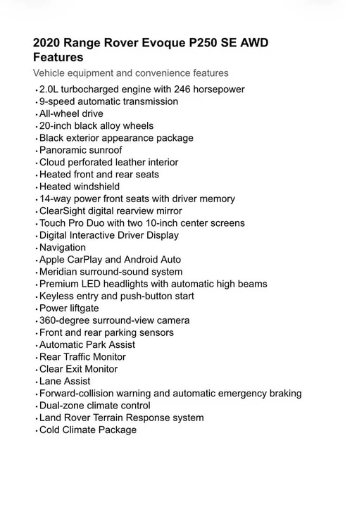 2020 Land Rover Range Rover Evoque 2nd Gen - Image 3 of 10