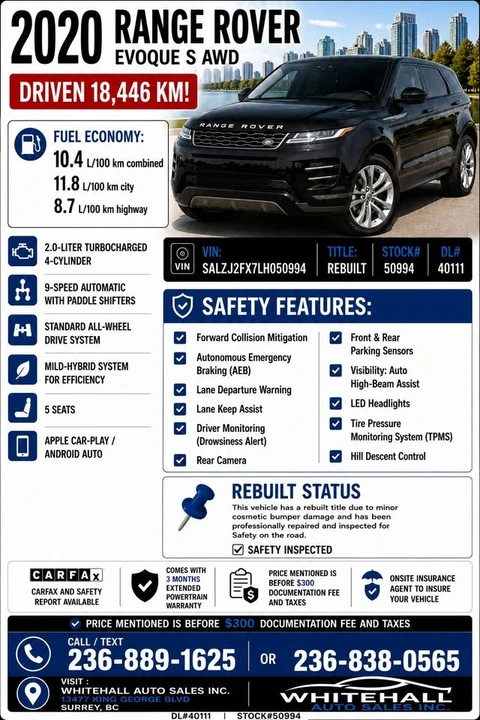 2020 Land Rover Range Rover Evoque 2nd Gen - Image 15 of 15