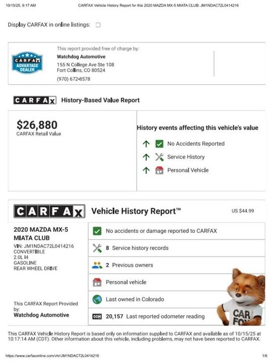 2020 Mazda ND MX-5 Miata - Image 8 of 8