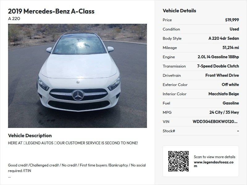 2020 Mercedes-Benz W177 A-Class - Image 20 of 20