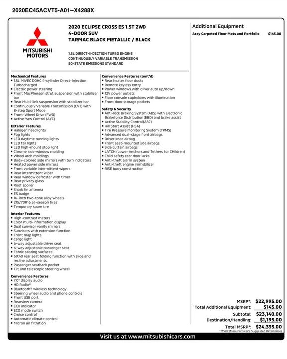2020 Mitsubishi Eclipse Cross - Image 14 of 15