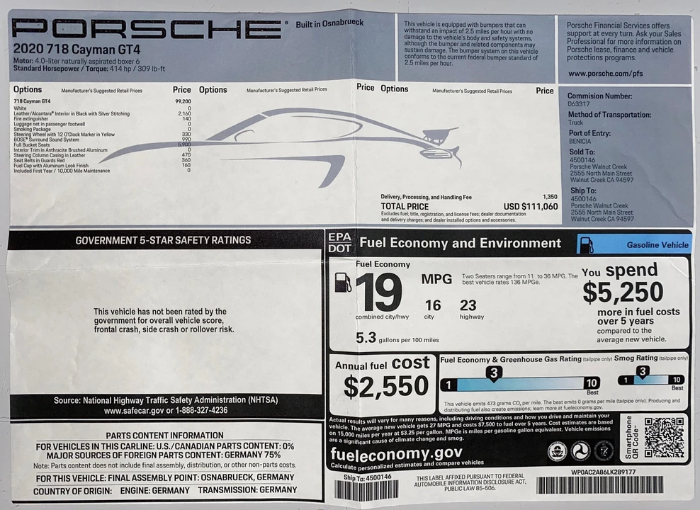 2020 Porsche 718 Cayman GT4 - Image 17 of 19