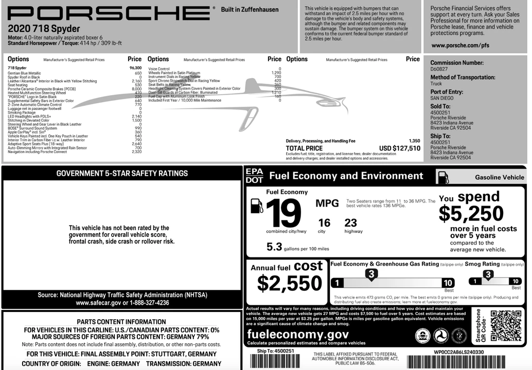 2020 Porsche 718 Boxster Spyder - Image 23 of 23