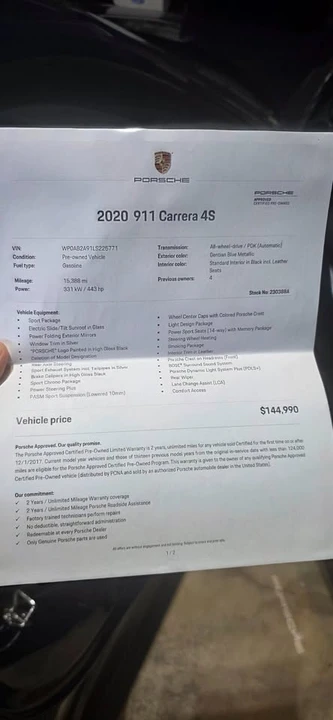 2020 Porsche 992 Carrera 4S - Image 4 of 4