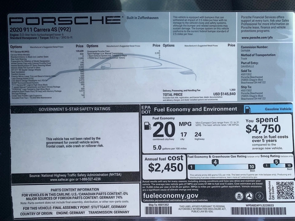 2020 Porsche 992 Carrera 4S - Image 9 of 9