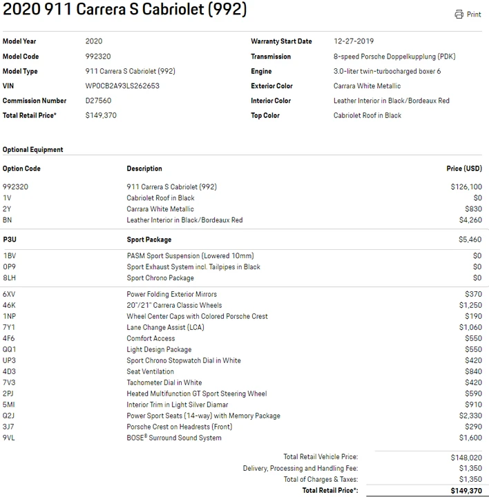 2020 Porsche 992 Carrera S - Image 14 of 18