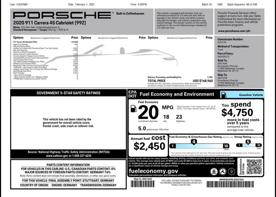 2020 Porsche 992 Carrera 4S - Image 17 of 17
