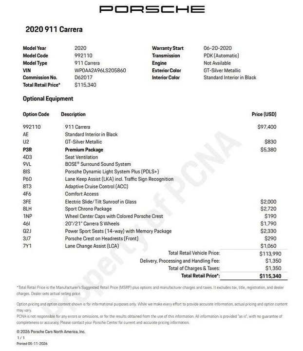 2020 Porsche 992 Carrera - Image 24 of 24