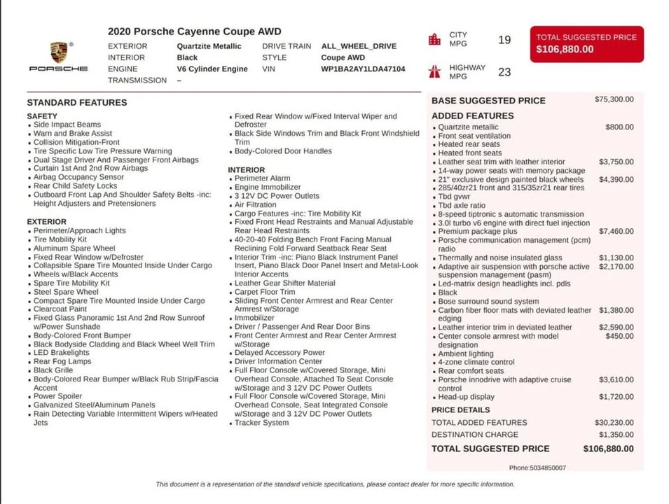 2020 Porsche 9Y0/9Y3 Cayenne - Image 7 of 20