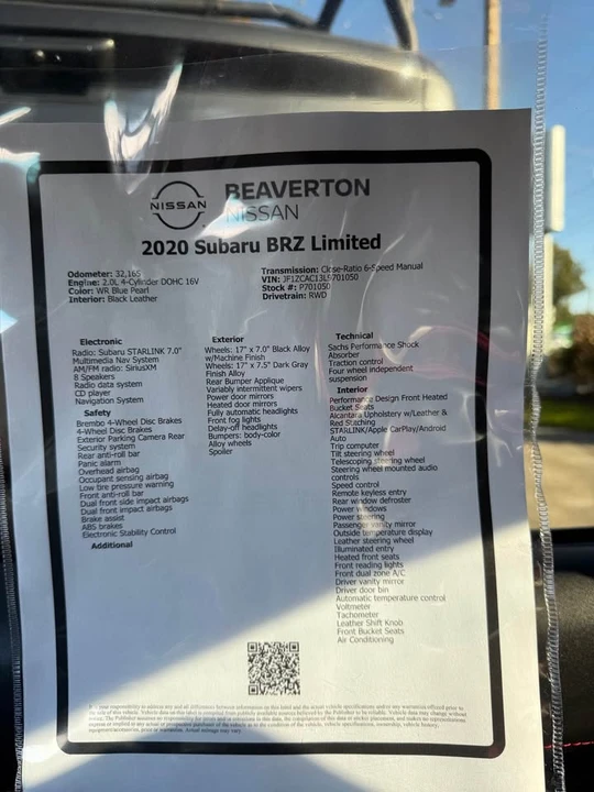2020 Subaru BRZ 1st Gen - Image 16 of 16